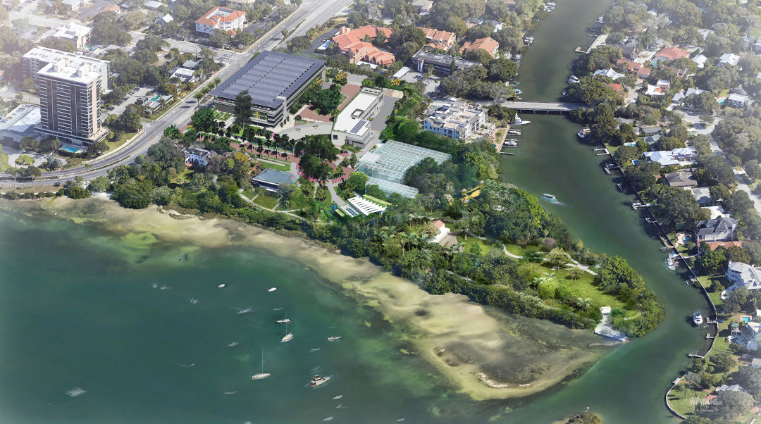 An aerial-view rendering of Selby Gardens’ downtown Sarasota campus upon completion of the Master Plan.