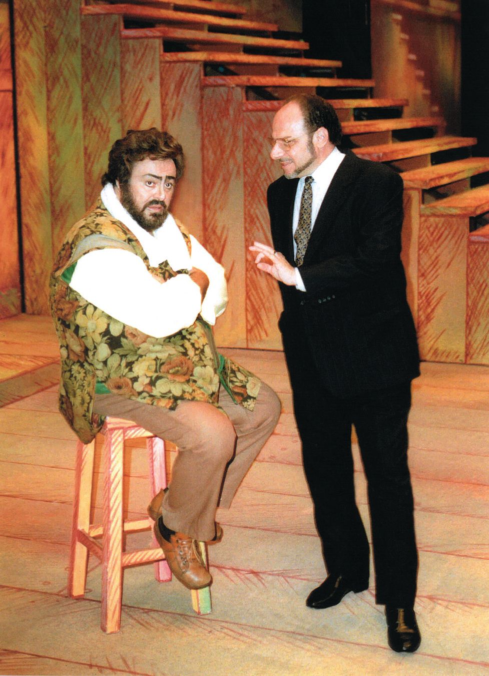 Joseph volpe and luciano pavarotti on stage at the metropolitan opera hby0lj