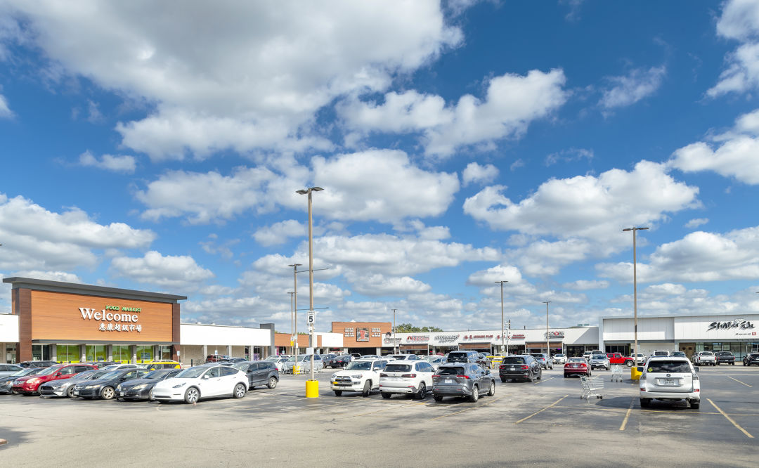 Landscape shot of Diho Square, centered on Welcome Food Center.