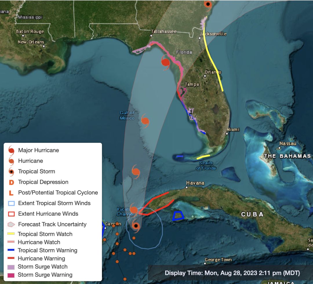 The storm's forecast path as of Monday afternoon