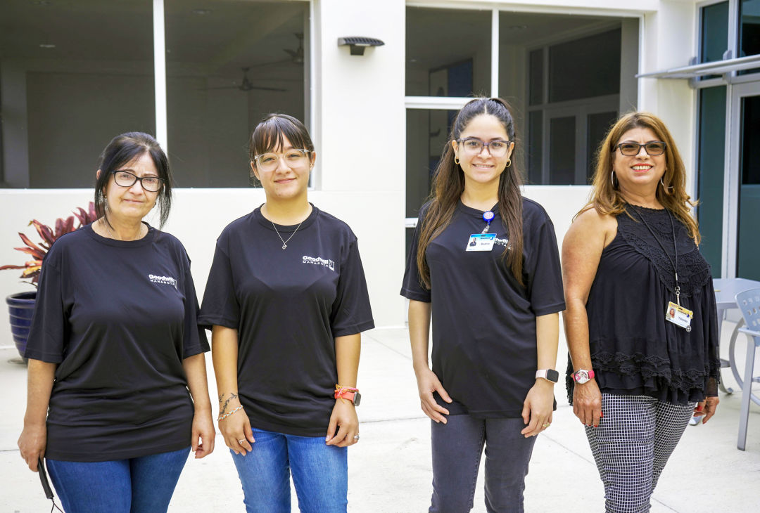 New Goodwill Manasota JobsPlus Language team members (from l-r) Yadir Olivar Perazaa, Alondra Delgado Ortega and Beatriz Ferrales Santiesteban with JobsPlus Language program manager Yolanda Garcia.