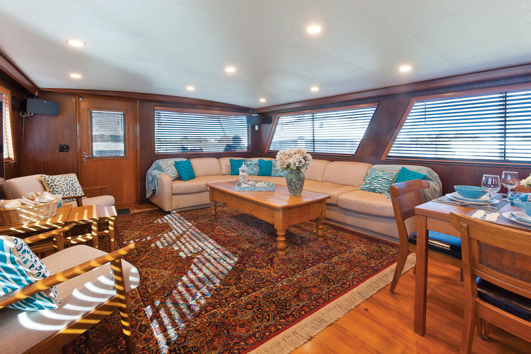 The yacht's living room