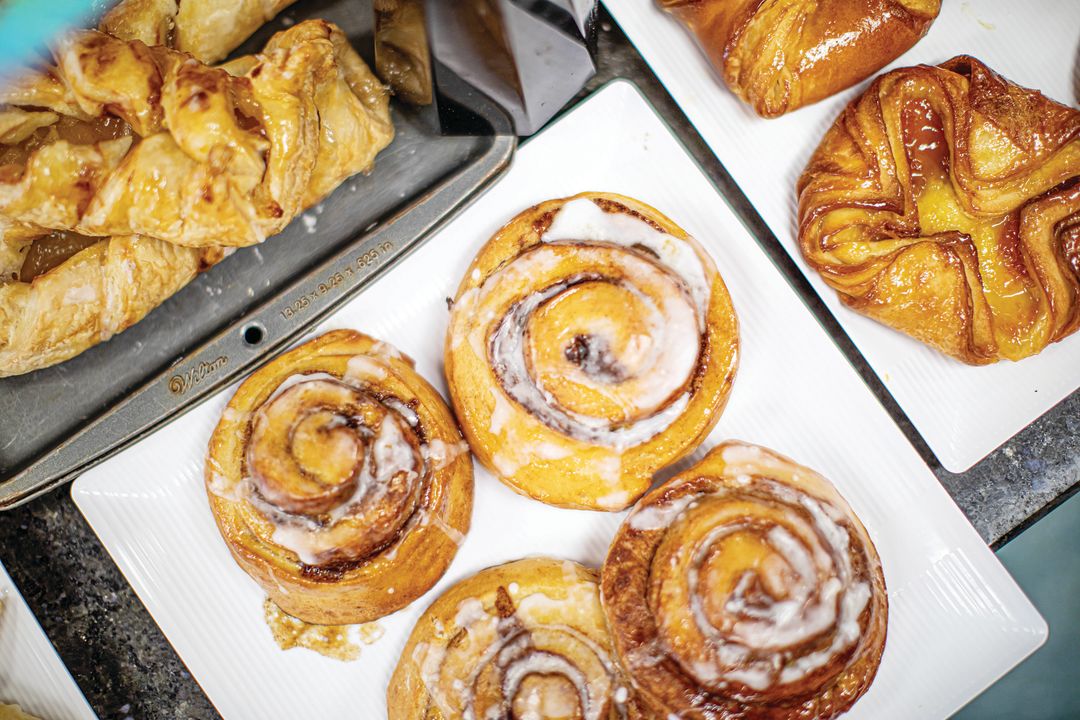 Cinnamon rolls at Mama G’s German Bakery and Coffeehouse.