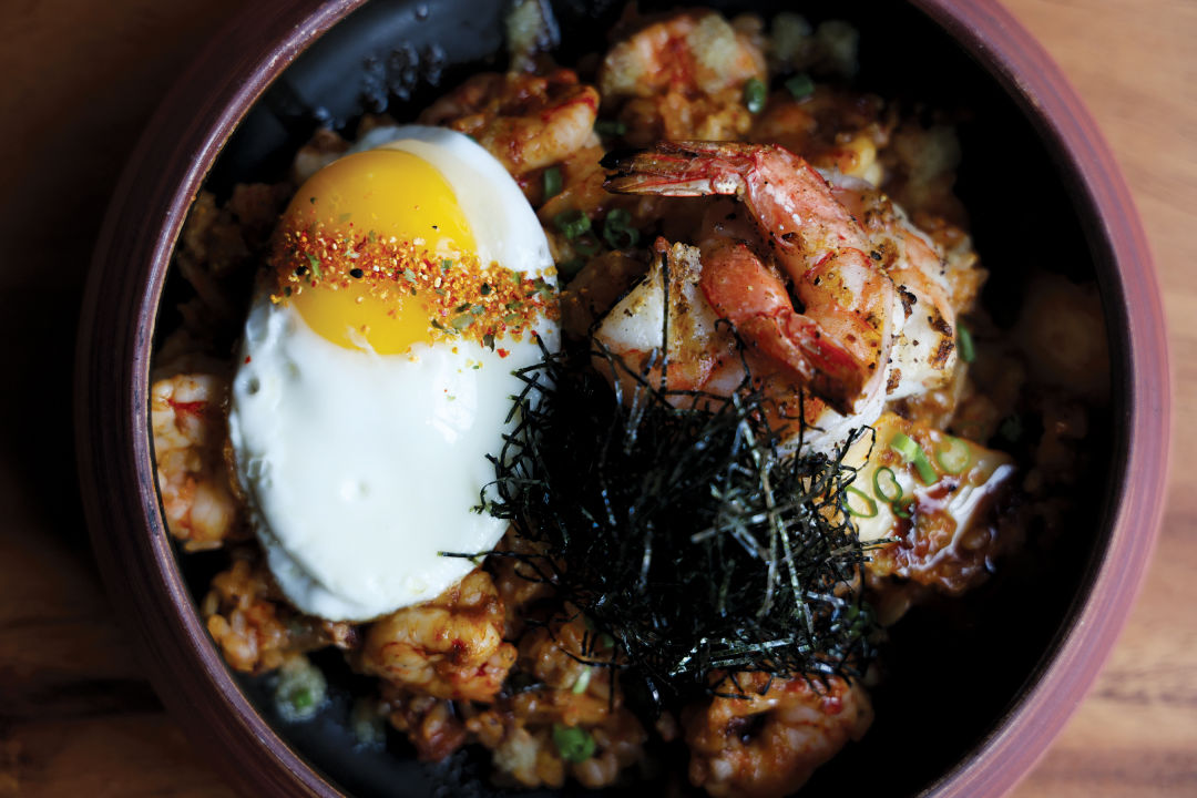 Shrimp, bacon and kimchi fried rice from Kojo