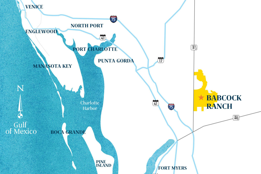 Babcock Ranch is located in southeast Charlotte County