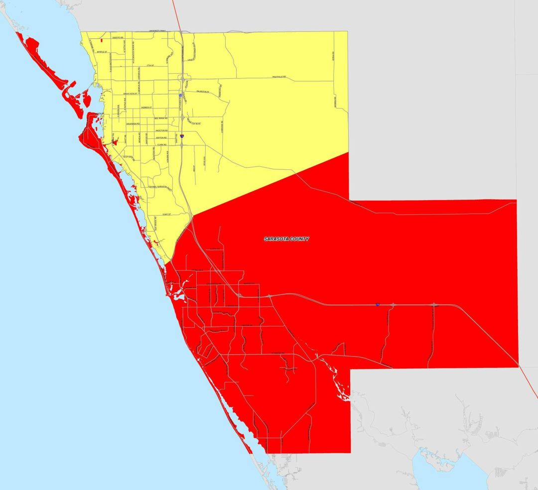 Sarasota County is using a red, yellow and green-level map to alert residents whether it's safe.