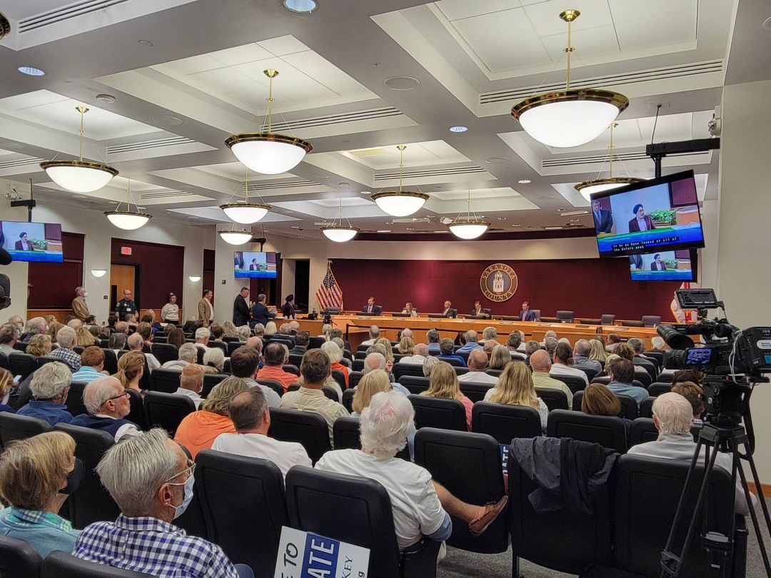 Speakers attending the local delegation meeting to propose a bill for incorporating Siesta Key