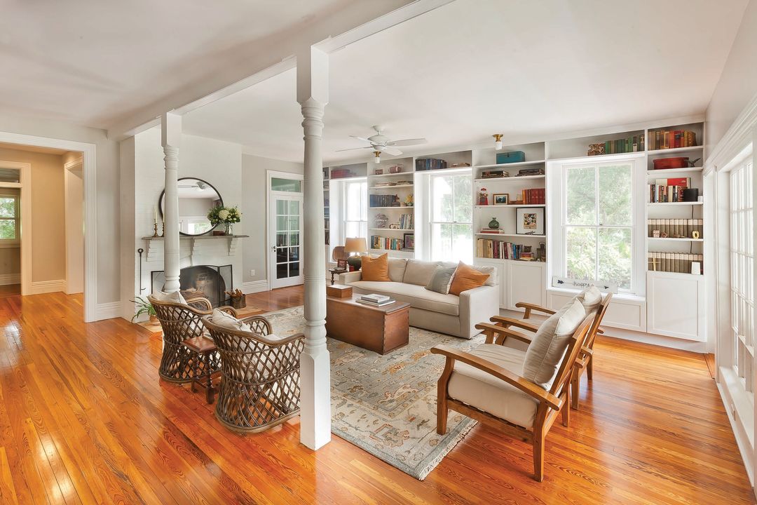 A two-story addition on the rear of the home includes a family room, an en suite bath and a closet for the main bedroom.