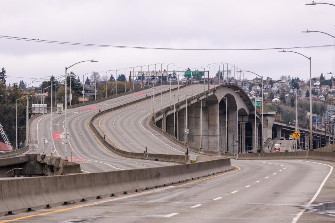 An empty West Seattle Bridge