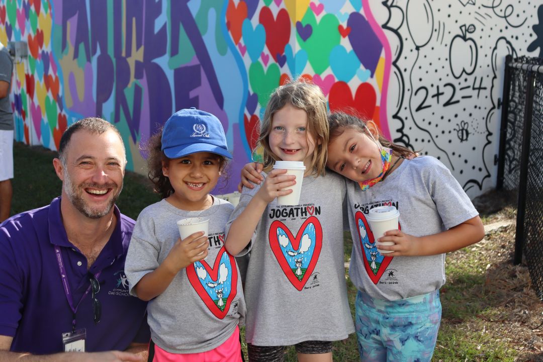 Community Day School's Dan Cesaar with students.