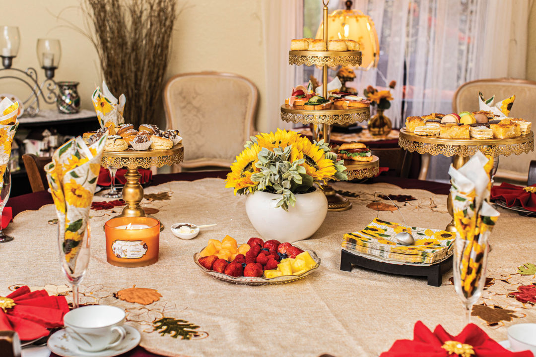 A table set for high tea service at The Elixir Tea House.