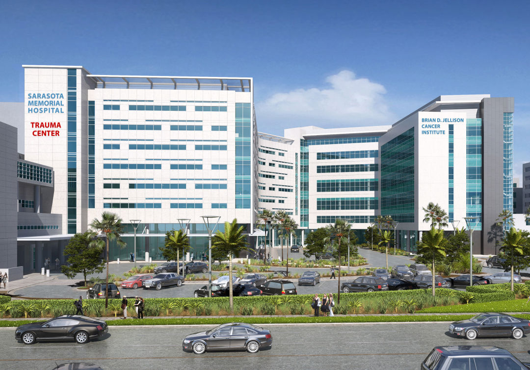 A rendering of Sarasota Memorial's Brian D. Jellison Cancer Institute