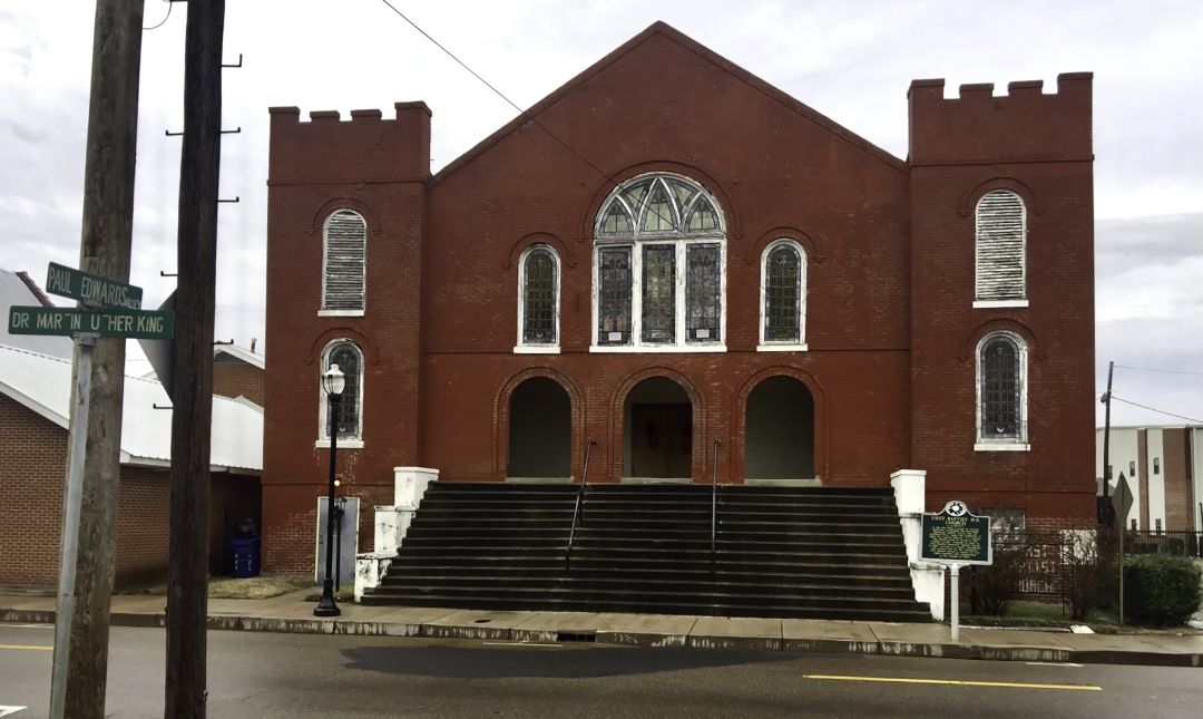 The historic First Baptist Church in Clarksdale in Mississippi.