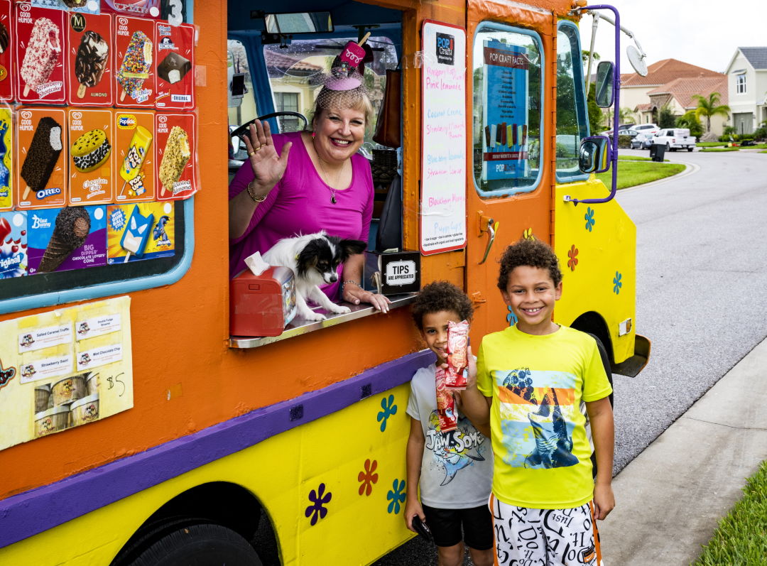 Kids standing outside the ChillMobile in Sarasota