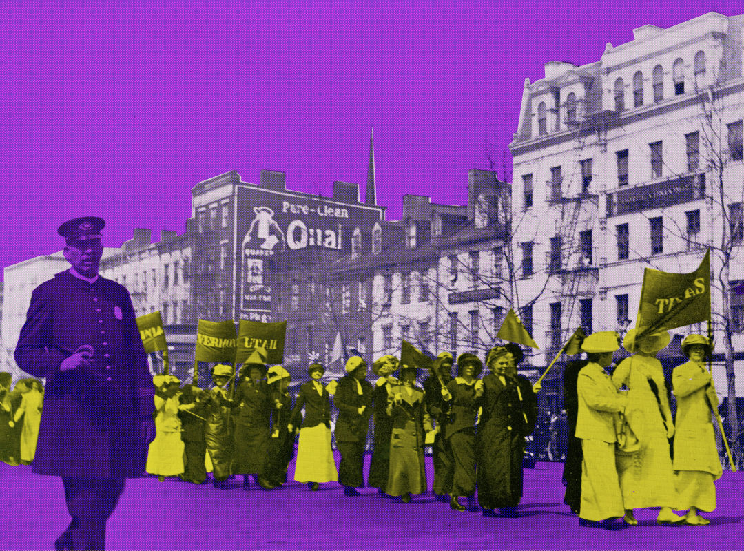 The delegation from Texas marching in Washington, D.C. (April 7, 1913)