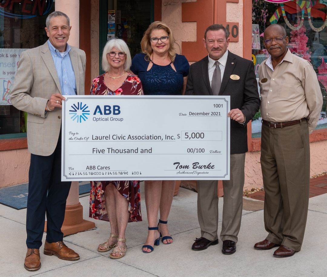 Laurel Civic Association recently received a $5,000 grant from ABB Optical Group