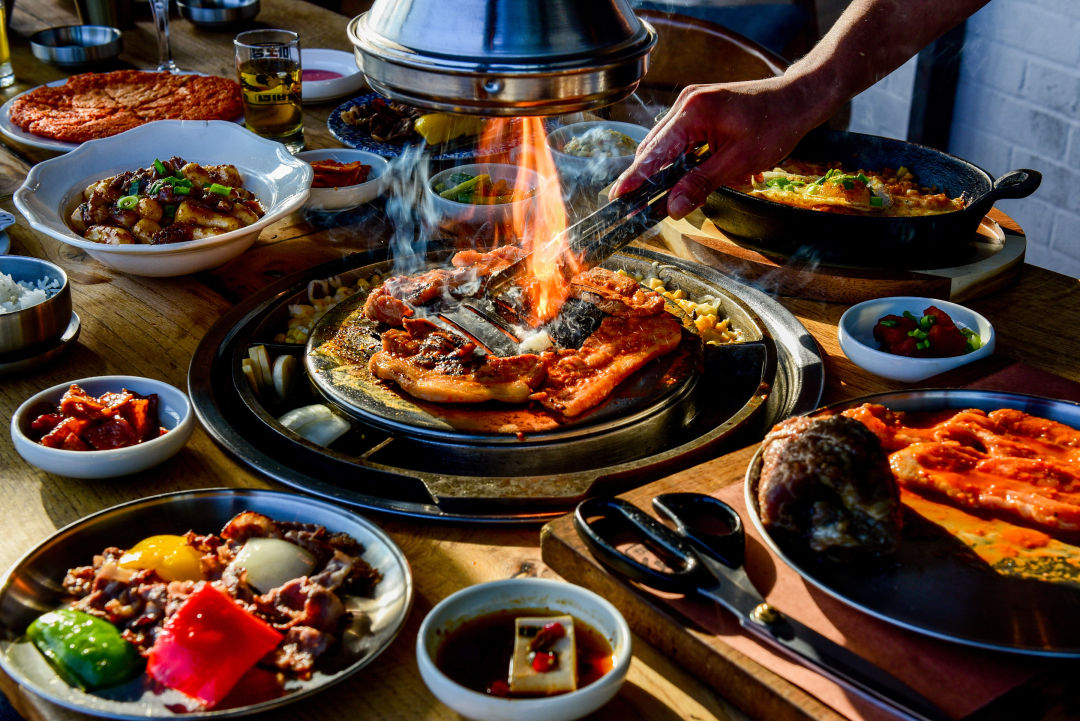Korean BBQ Table, K BBQ, Korean Meat Grill Sitting Table, Household  Restaurant Low Folding Table(Marble)