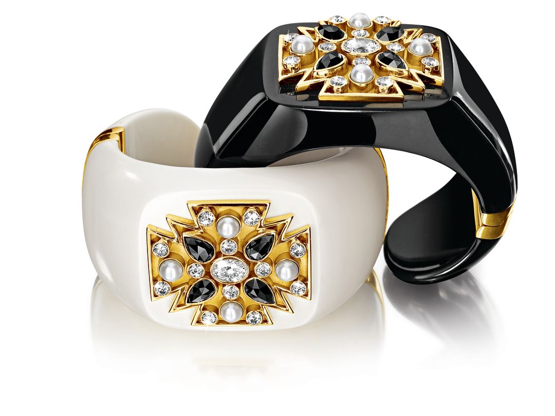 Maltese stone cuffs blk jade mammoth b w diamonds 13 sanoeo