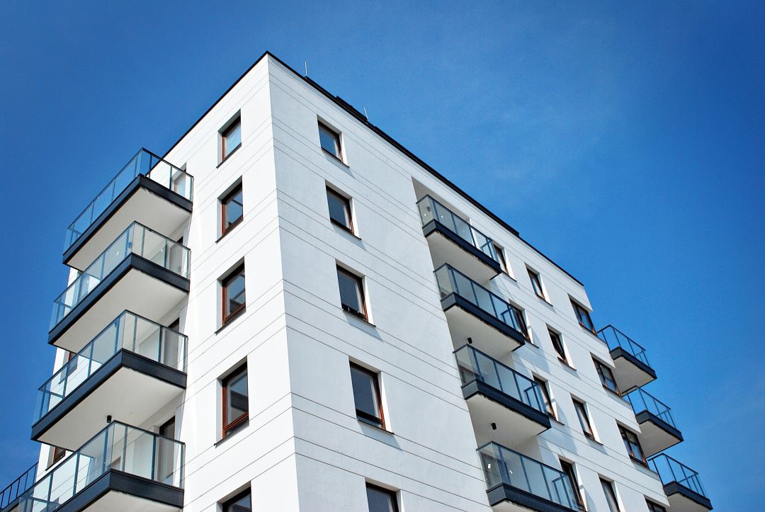 Exterior of an apartment building.