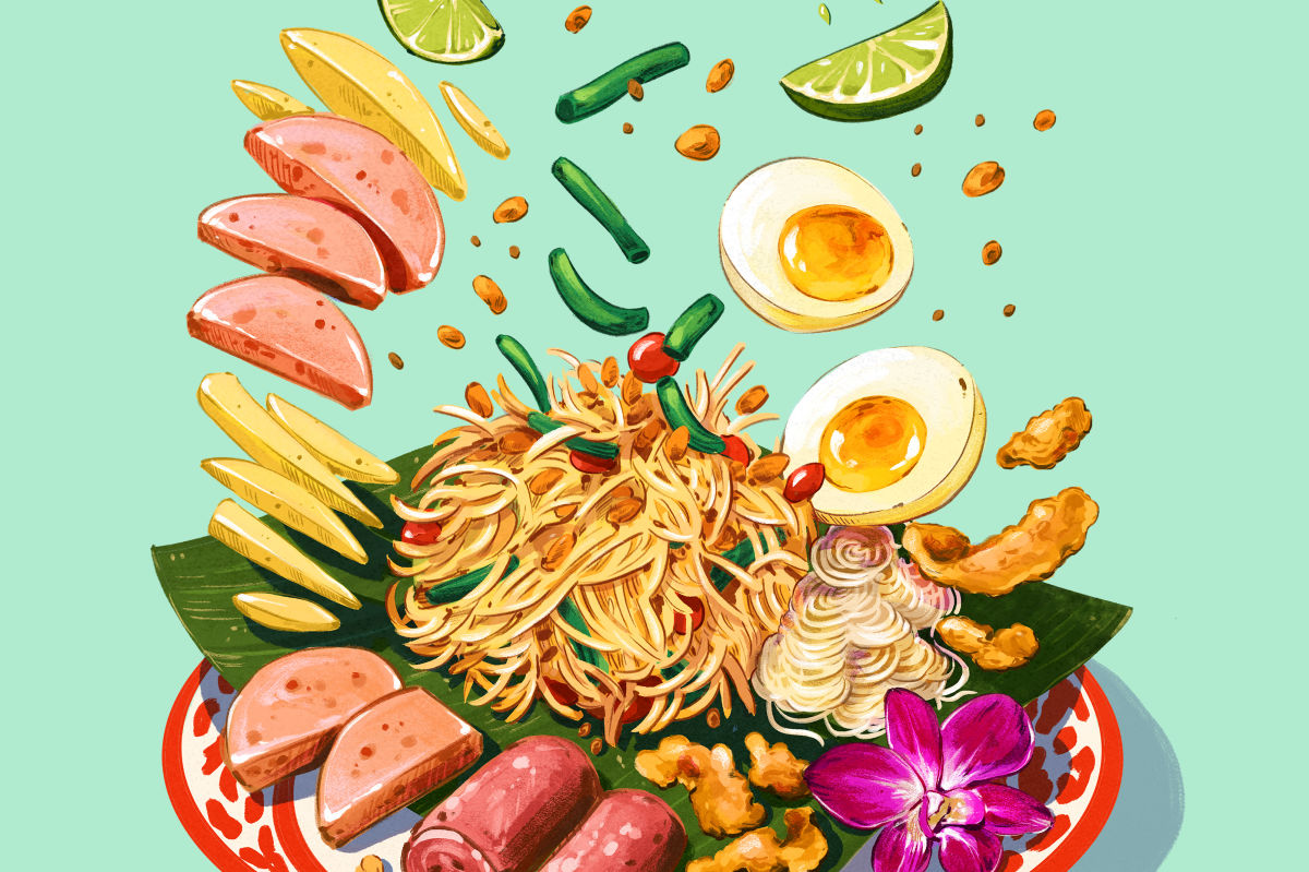 Som Tum Thai Kitchen's Pork and Papaya Salad Platter, Broken Down