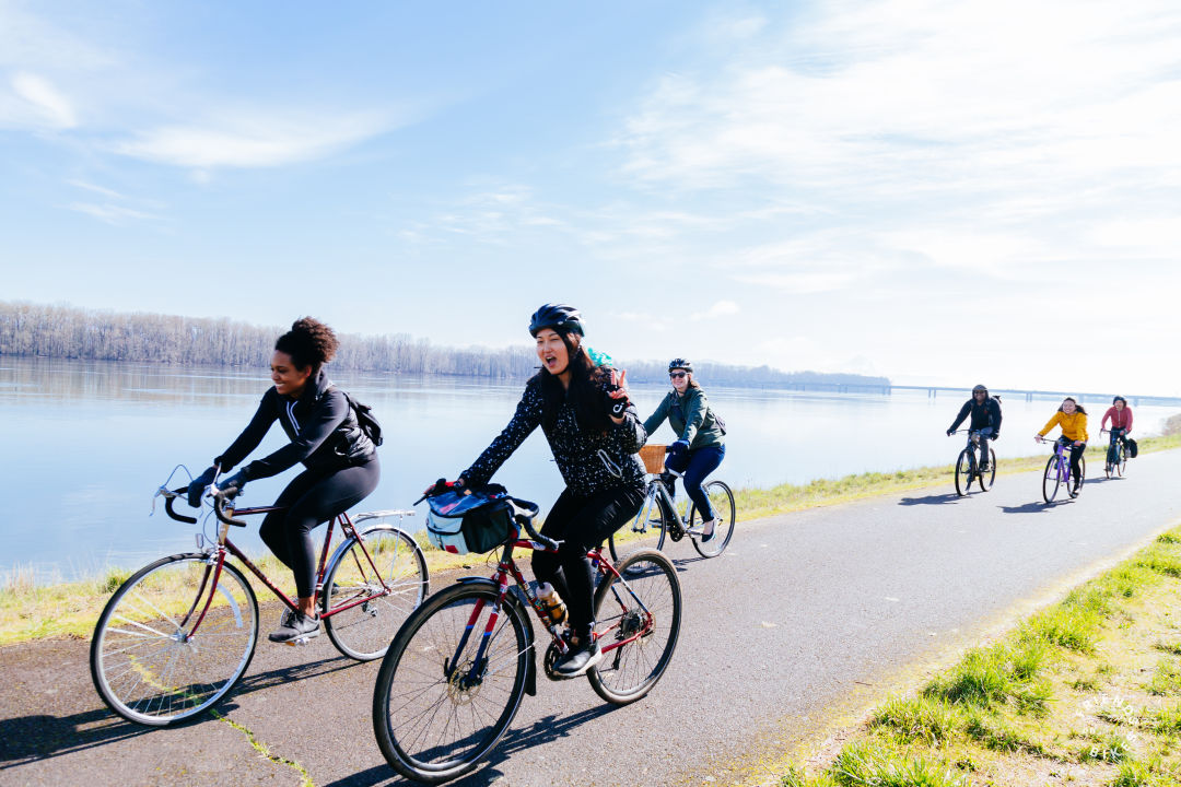 friends on bikes