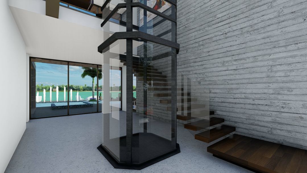 Many modern, multi-level homes now include pneumatic elevators.