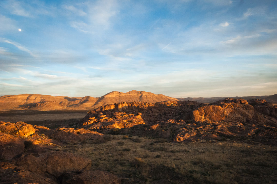 Sunset over Hueco Tanks, just outside of El Paso. 