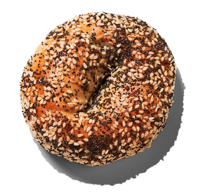 Poppyseed and sesame seed bagel