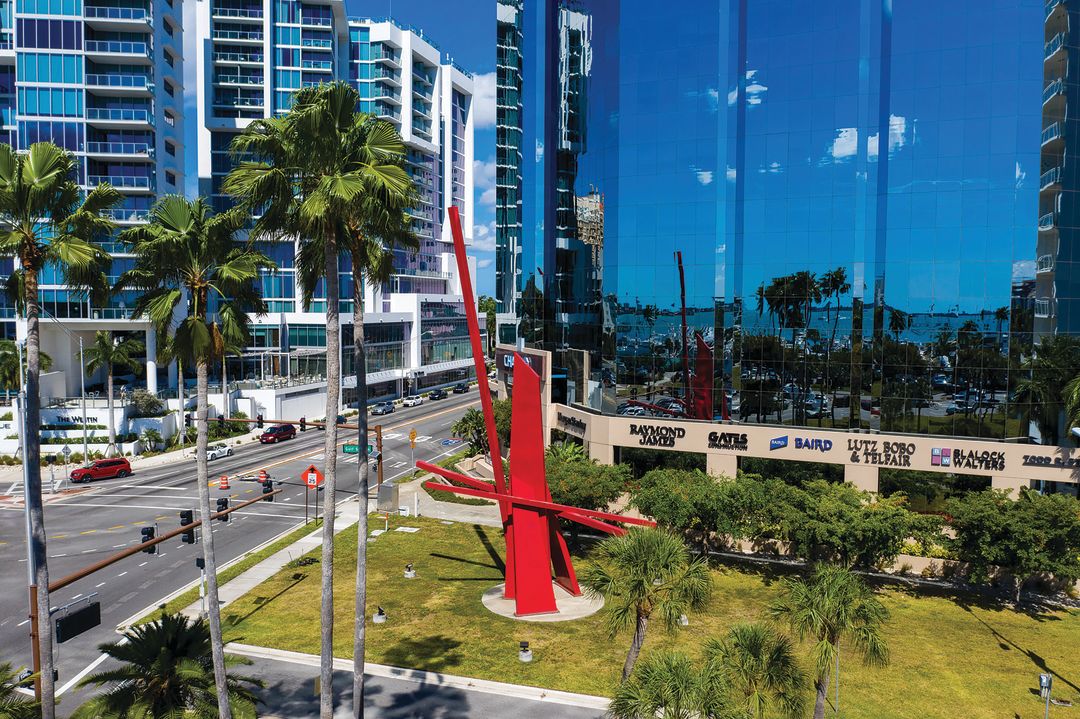 Residents raised $550,000 to acquire John Henry's Complexus, which is currently displayed at the Sarasota Art Museum due to construction.