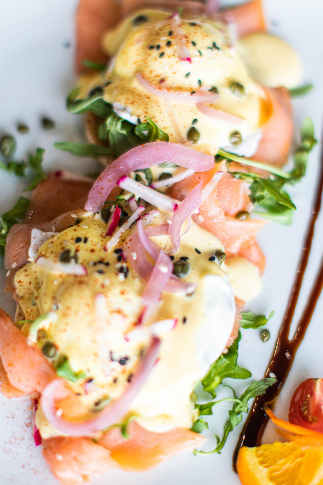Lox Eggs Benedict at Lovely Square.