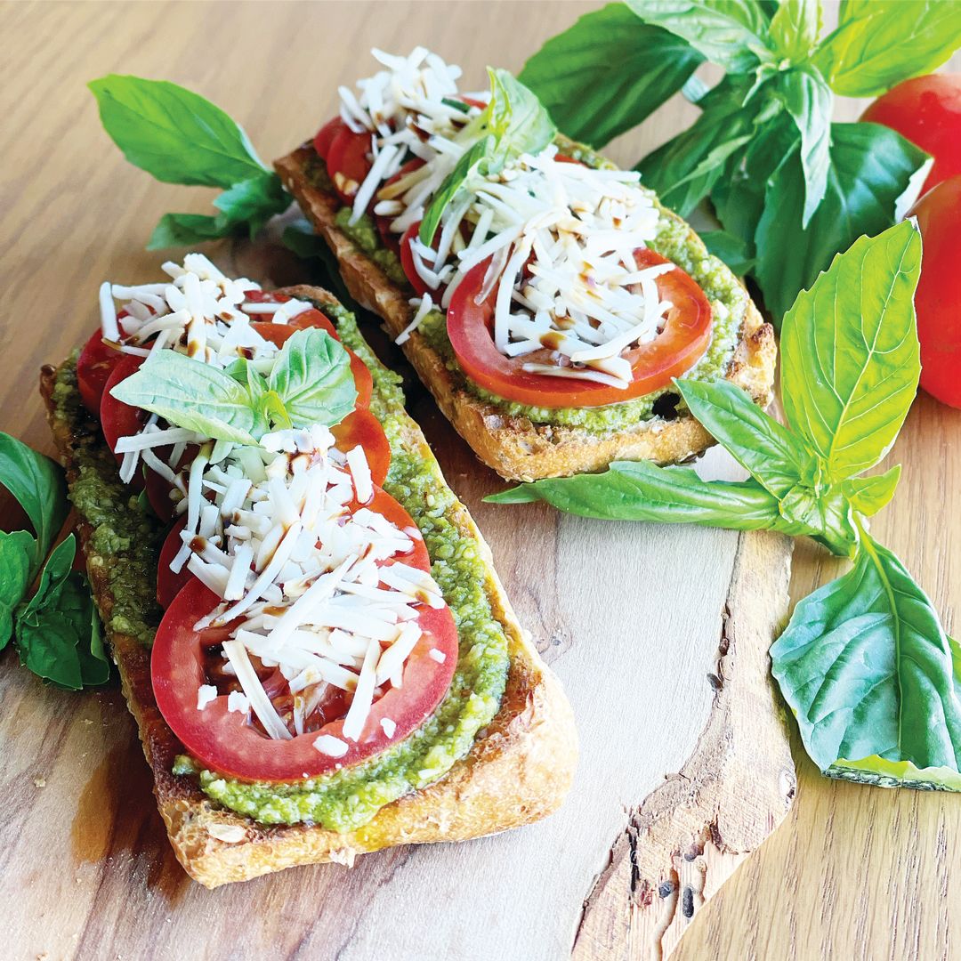 Pesto tomato toast at Summer Tap Juice Bar.