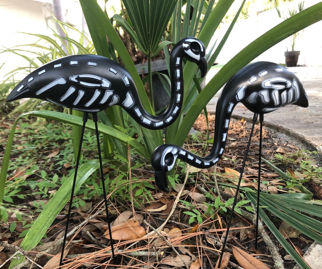 flamingo skeleton halloween prop