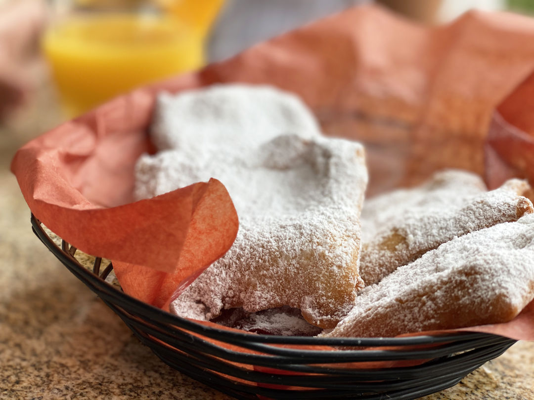 A basket of beignets