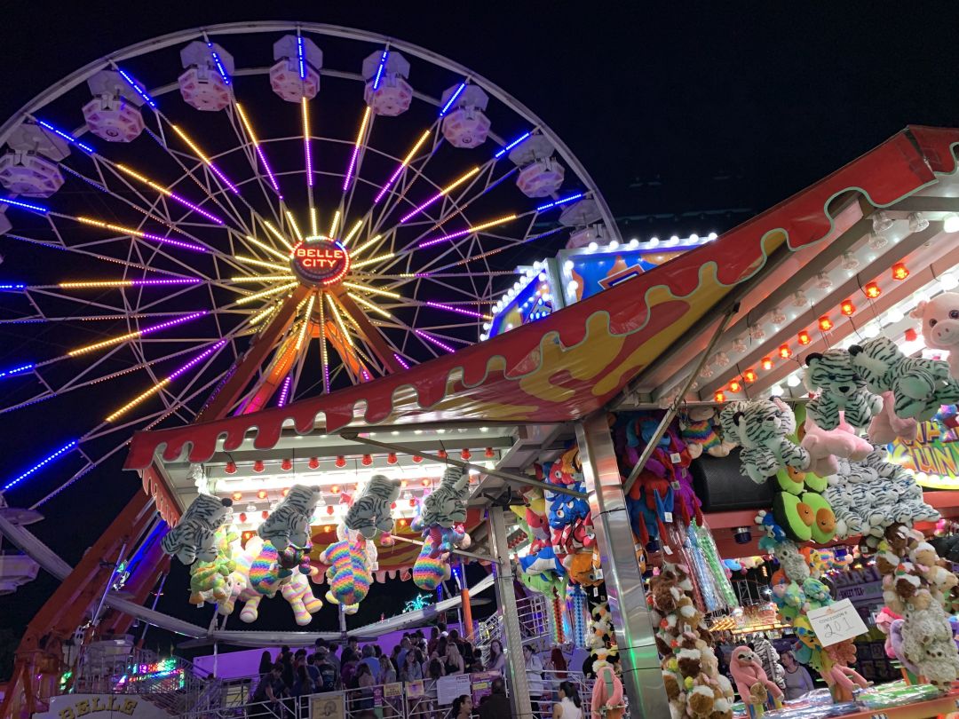 The Ferris wheel at night at the Sarasota County Fair