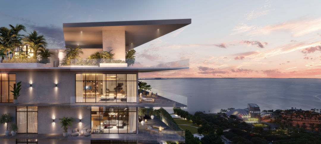 Rendering of the top view from luxury condo high-rise.