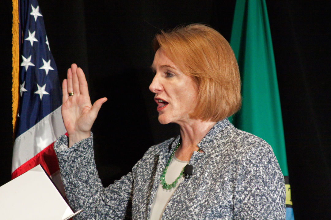 Durkan at her inauguration January 8, 2108.