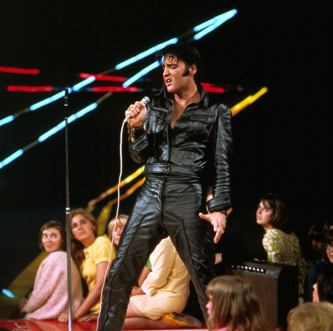 Elvis Presley performs during his 1968 comeback special on NBC.