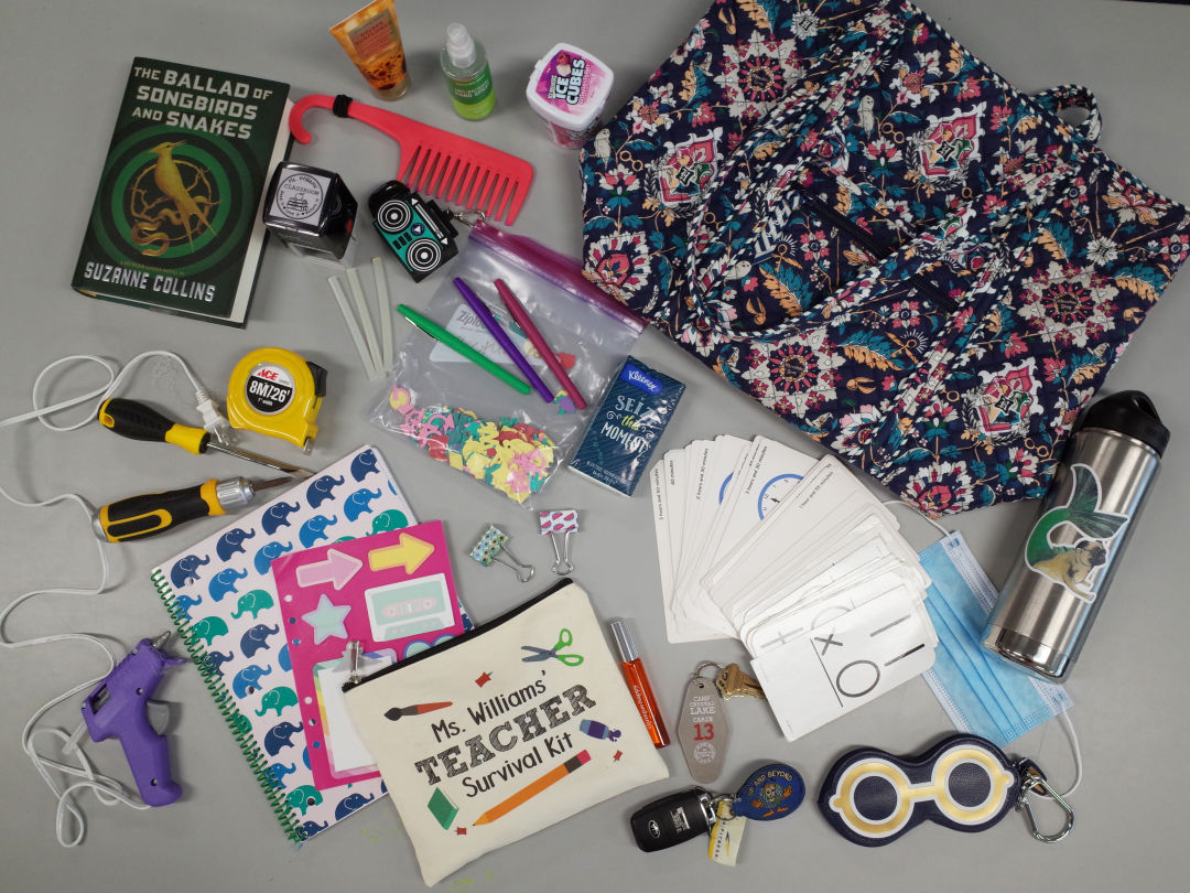 Freda Williams' Vera Bradley tote contains a variety of school supplies and items to make her life easier.