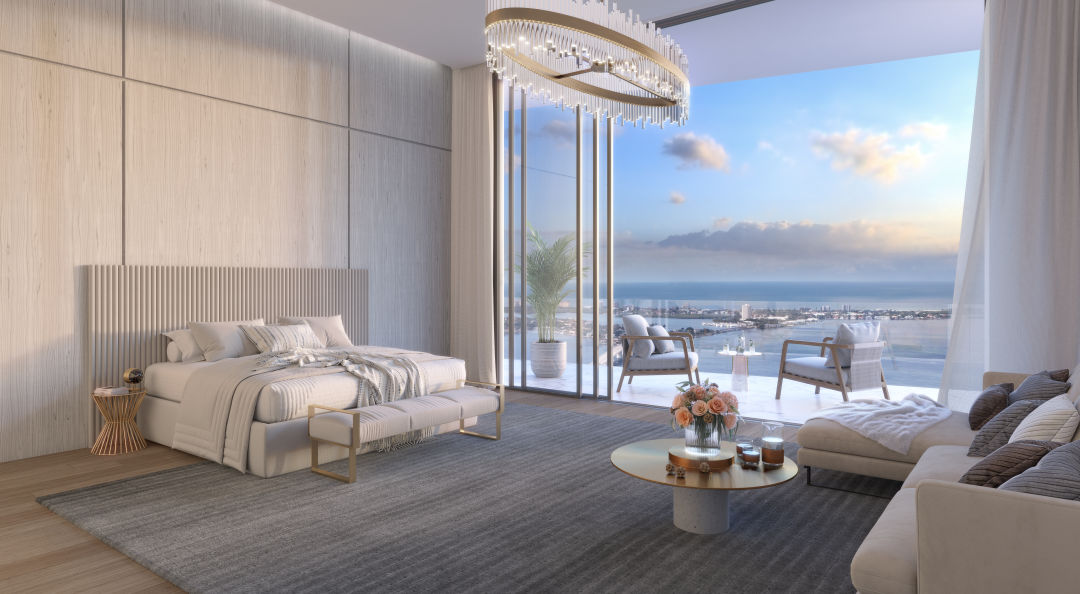 Rendering of the interior of high-rise luxury condo