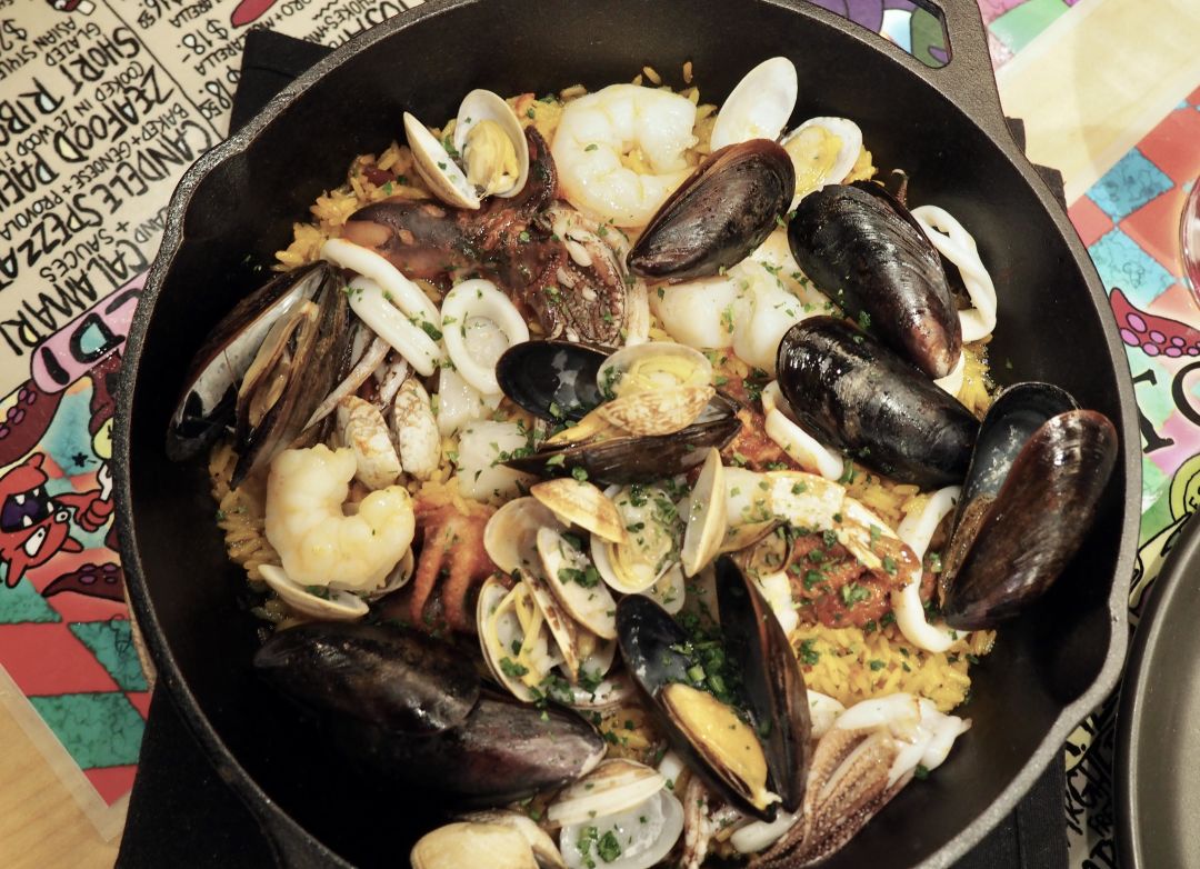 Paella is prepared in Malmosto's Morello oven.