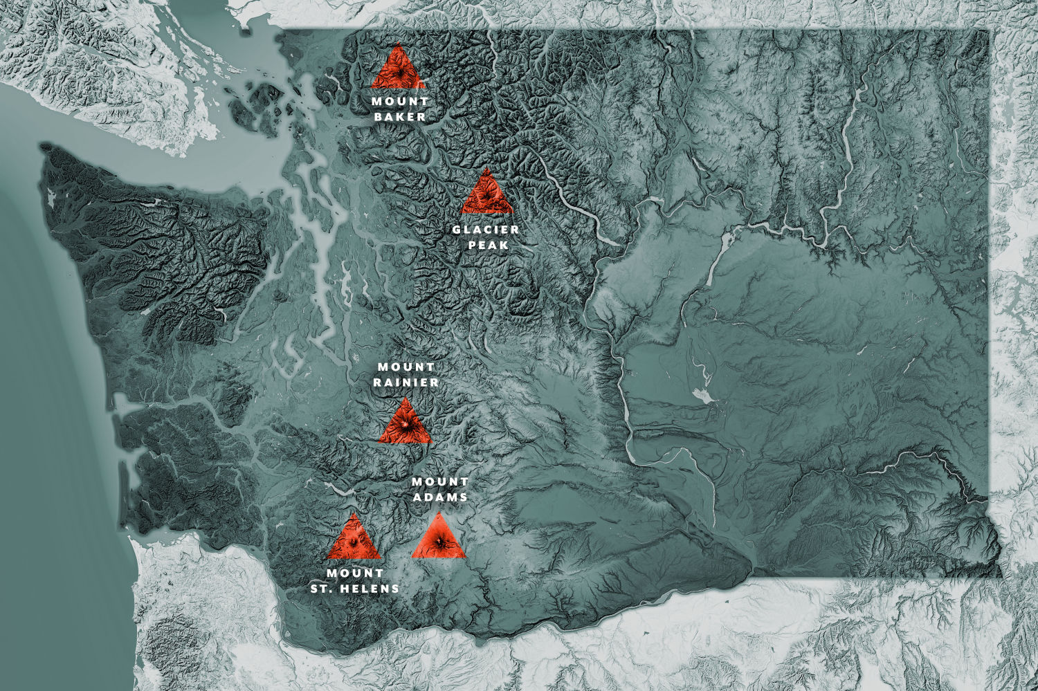 Map Of Volcanoes In Washington State Topographic Map World