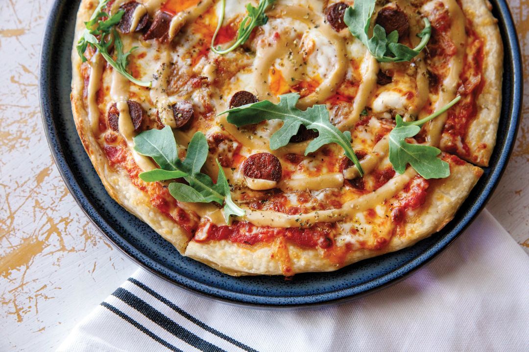 1592's grilled merguez pizza