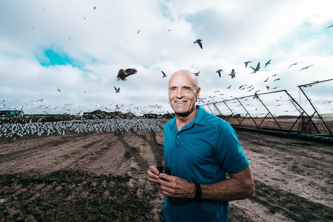 Author Jack Davis eagle-gazing at the Manatee landfill.