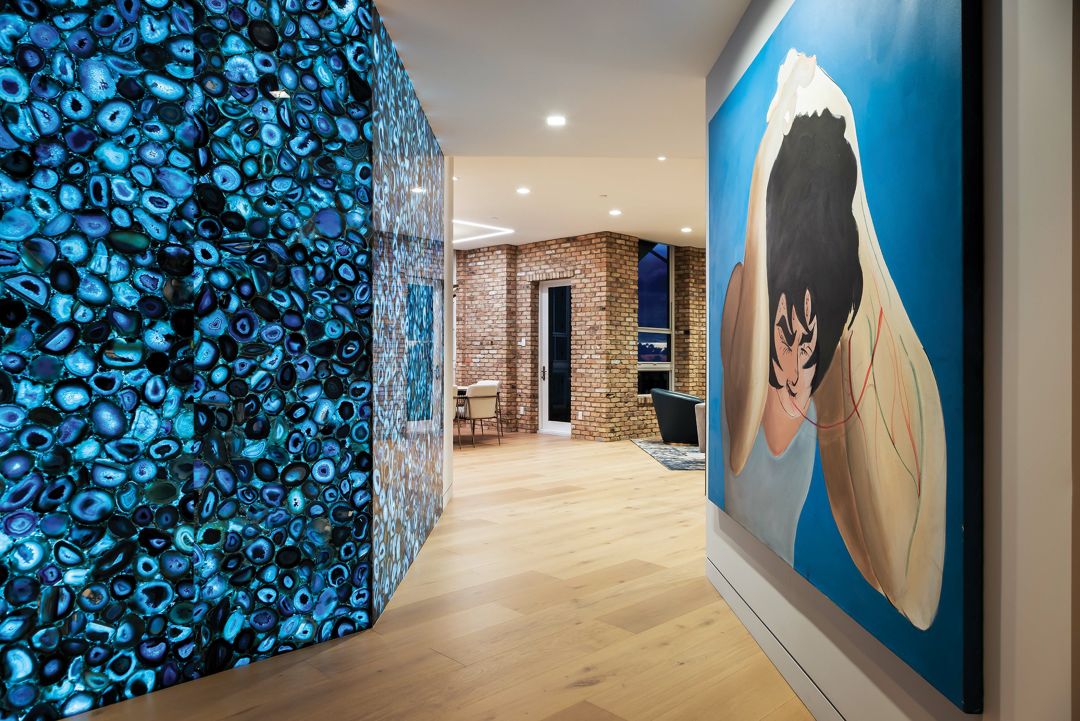 This blue agate wall cost $25,000.