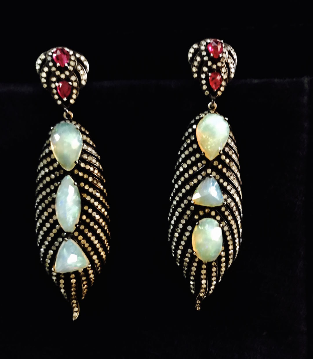 Golden stone ruby and opal earrings from june simmons jewelry lizdyz