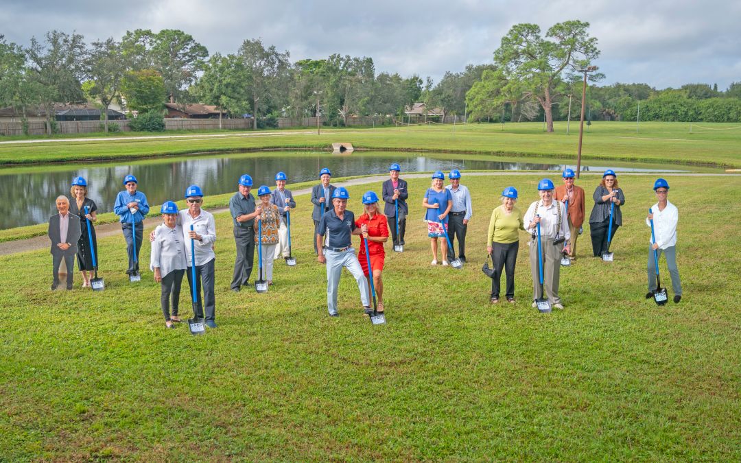 Lead donors and Federation leadership hold shovels marking the beginning of the Federation campus renovation.