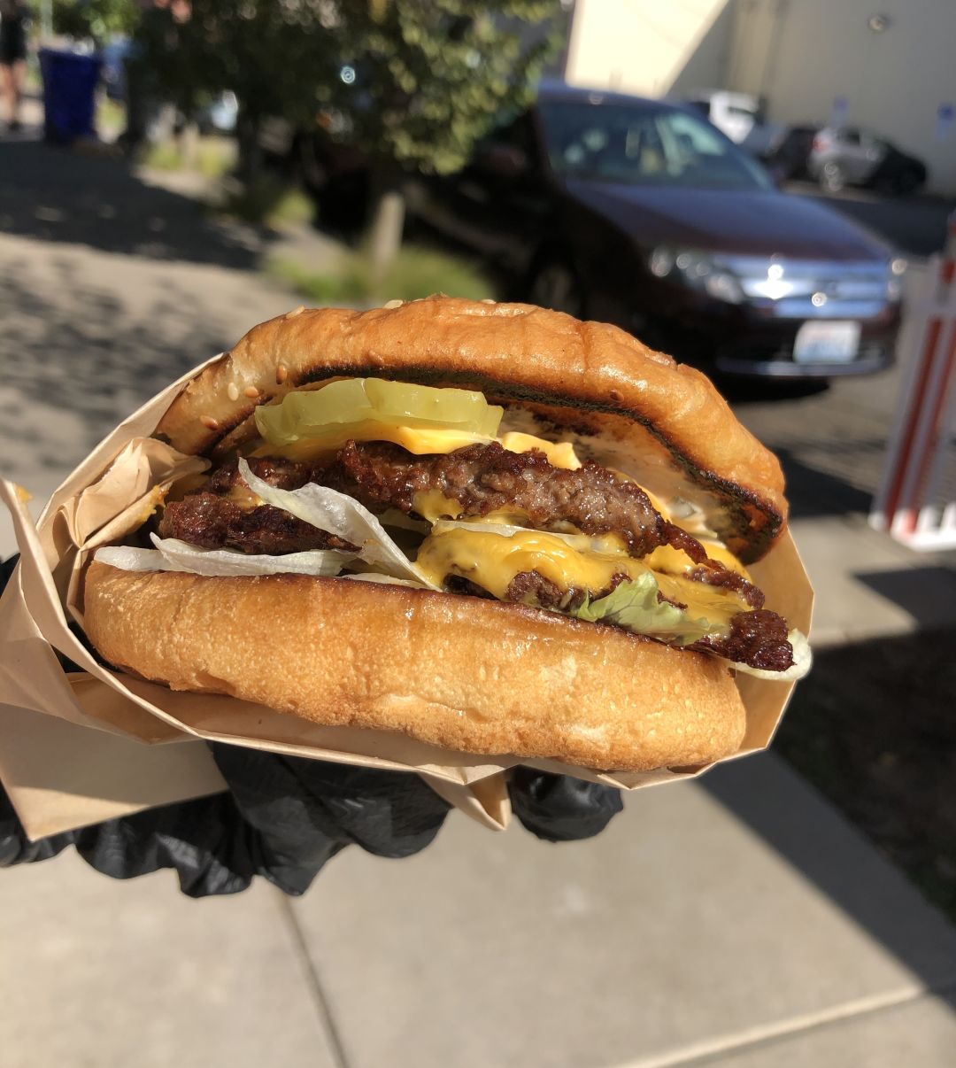 Double Stack Cheese Burger Sesame Bun Burgers Fast Food Vinyl