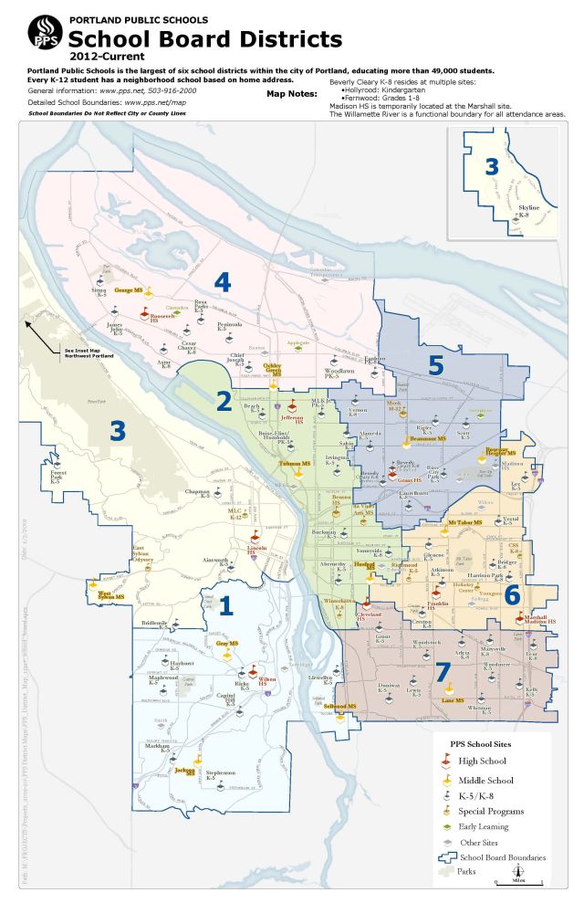 居住区内的地图波特兰公立学校董事会