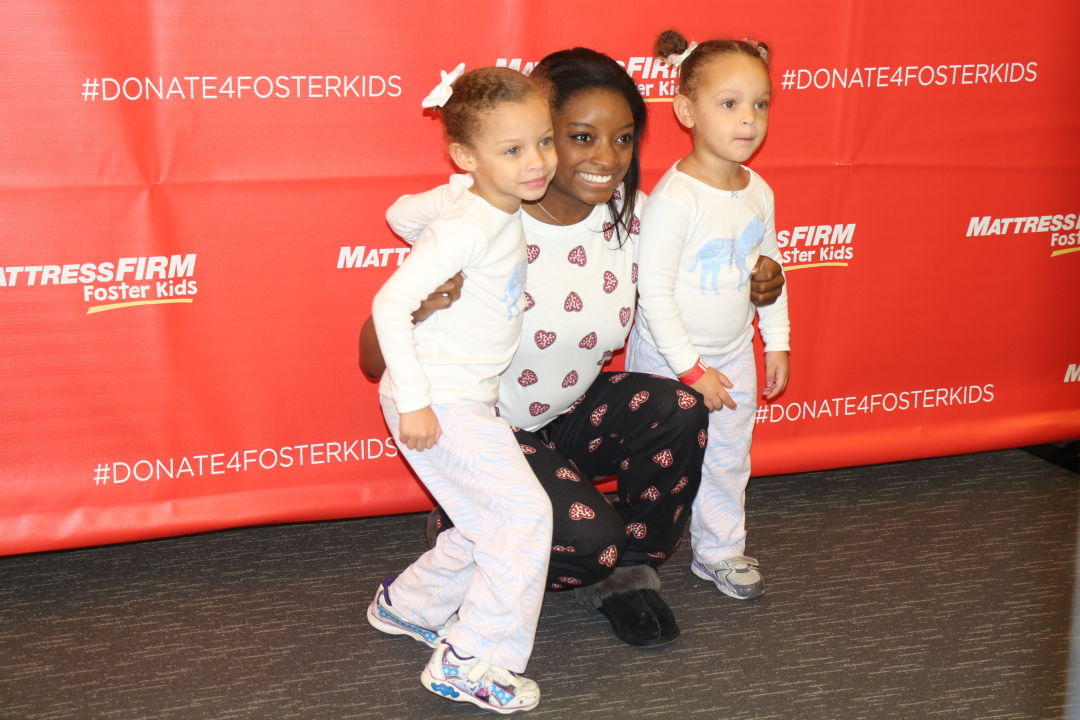 simone biles mattress firm foster kids