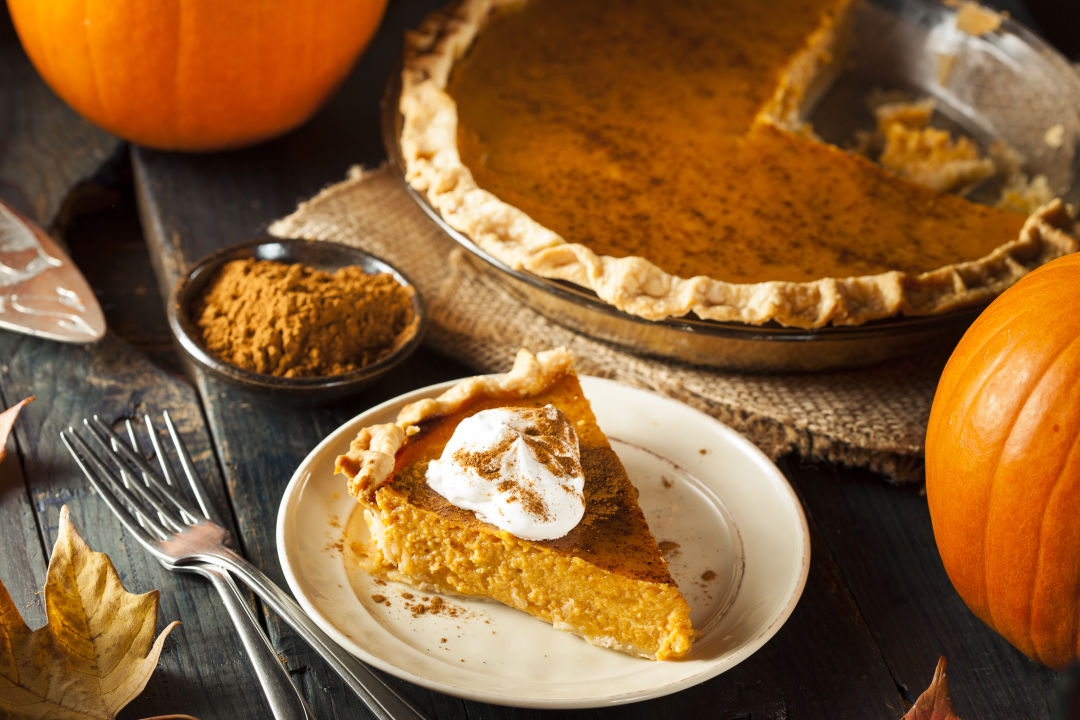 Pumpkin pie on table